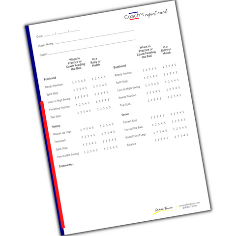 Image of Coach's Report Card - Tennis Journal
