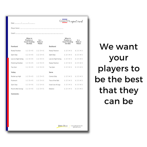 Image of Coach's Report Card - Tennis Journal