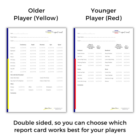 Image of Coach's Report Card - Tennis Journal