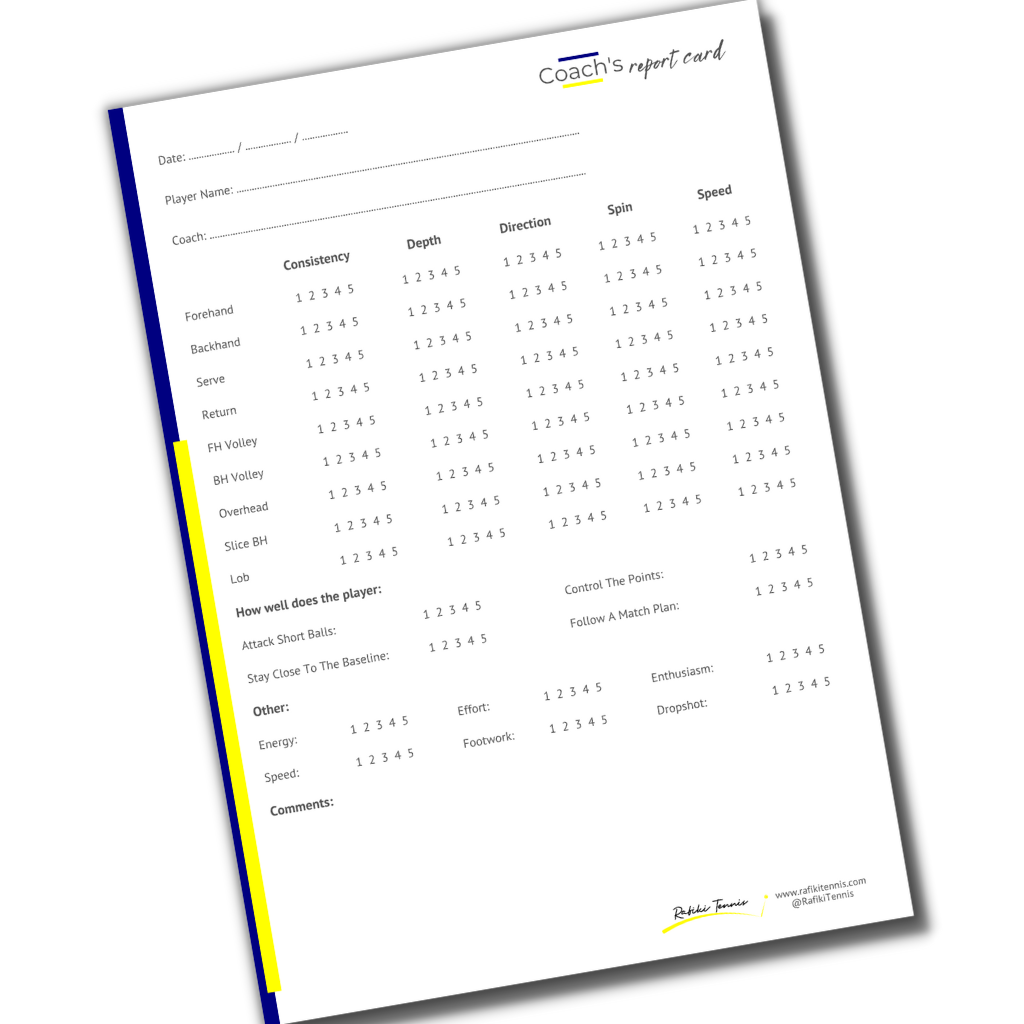 Coach's Report Card - Tennis Journal